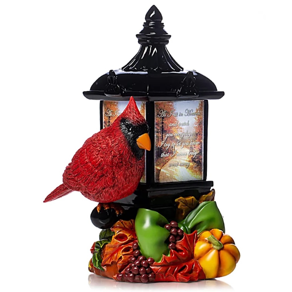 Thomas Kinkade Illuminated Remembrance Lantern As I Sit in Heaven Cardinal #4